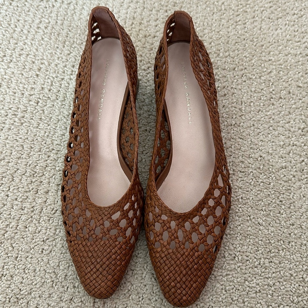 Loeffler Randall Brown Woven Leather Pointed Toe Flats